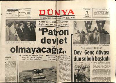 Dünya Gazetesi 1 Ağustos 1972 - Dev-Genç Davası Dün Sabah Başladı GZ68124 - 1