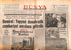 Dünya Gazetesi 1 Aralık 1970 - DemirelYepyeni Demokratik Cumhuriyet Meydana Getirdik GZ103818 - 1