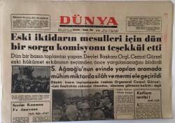 Dünya Gazetesi 1 Haziran 1960 - Eski İktidarın Mesulleri İçin Dün Bir Sorgu Komisyonu Teşekkül Etti GZ16542 - 2
