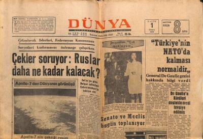 Dünya Gazetesi - 1 Kasım 1968 - Çekler Soruyor Ruslar Daha Ne Kadar Kalacak? GZ111003 - 1
