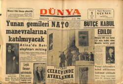 Dünya Gazetesi 1 Mart 1964 - Yunan Gemileri Nato Manevralarına Katılmayacak GZ68164 - 2