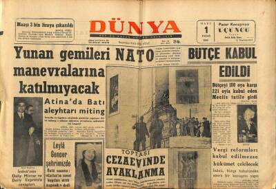 Dünya Gazetesi 1 Mart 1964 - Yunan Gemileri Nato Manevralarına Katılmayacak GZ68164 - 1