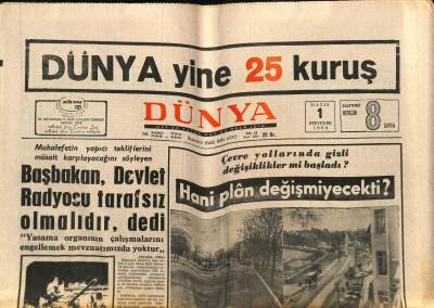 Dünya Gazetesi 1 Mayıs 1969 - Fırat Nehri Kabardı Bazı Köyler Su Altında GZ80598 - 1