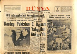 Dünya Gazetesi 1 Mayıs 1970 - Kardeş Pakistan Cumhur Başkanı Yahya Han Ankarada GZ66183 - 2