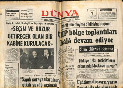 Dünya Gazetesi 1 Mayıs 1972 - Uluslararası Efes Festivali Başladı - Apollo-16 Astronotları Houstonda GZ118138 - 1