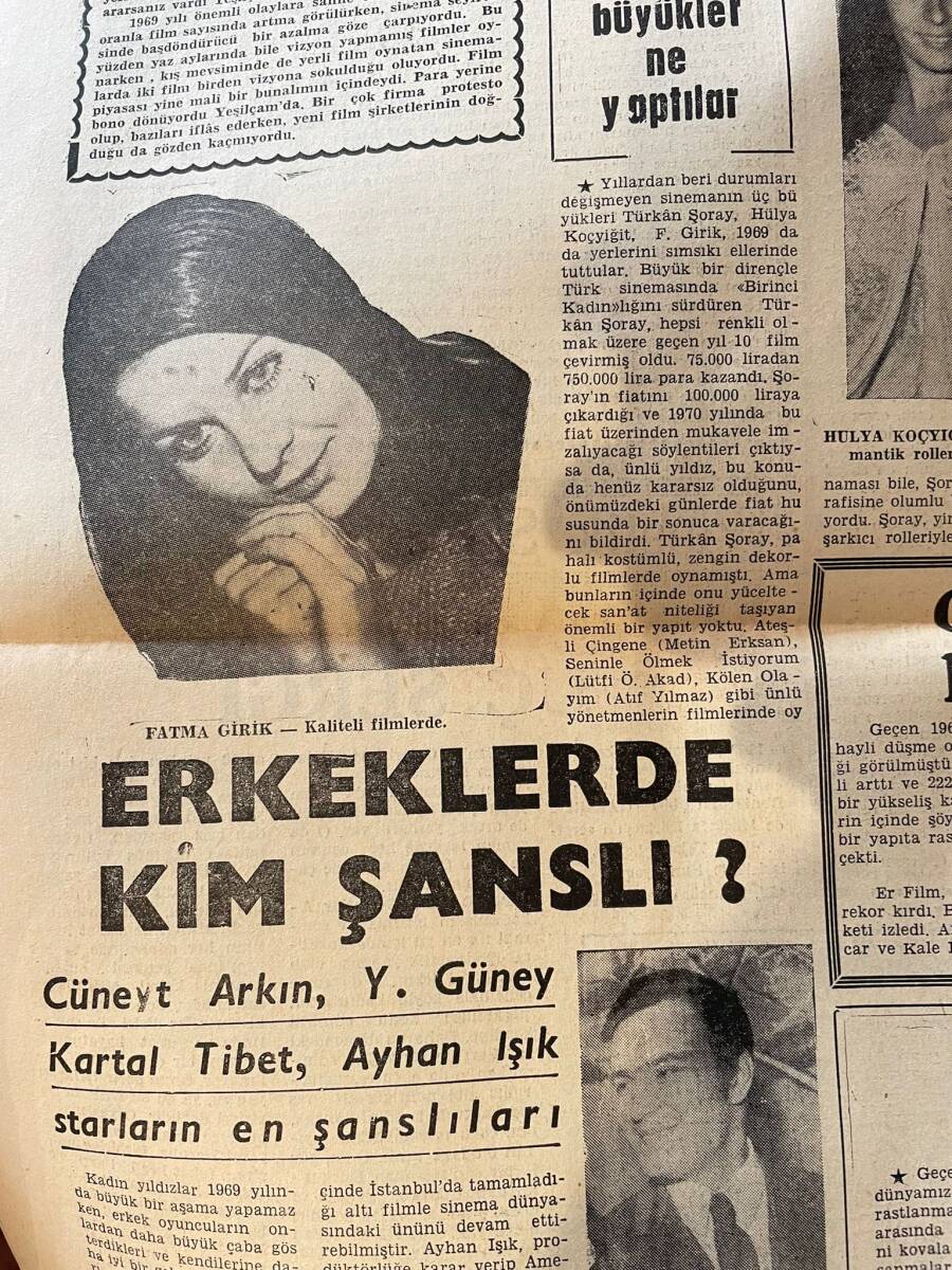 Dünya Gazetesi 1 Ocak 1970 - Türkan Şoray Yıllardır En Başta - Fatma Girik Kaliteli Filmlerde - 365 Günde Yeşilçam'da Olup Bitenler GZ143298 - 2