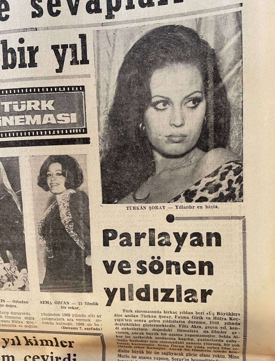 Dünya Gazetesi 1 Ocak 1970 - Türkan Şoray Yıllardır En Başta - Fatma Girik Kaliteli Filmlerde - 365 Günde Yeşilçam'da Olup Bitenler GZ143298 - 3