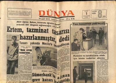 Dünya Gazetesi 1 Şubat 1969 - Sümerbankta Alınan Grev Kararı Kaldırıldı GZ82161 - 1