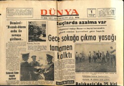 Dünya Gazetesi 1 Temmuz 1970 - Gece Sokağa Çıkma Yasağı Tamamen Kalktı GZ68126 - 1
