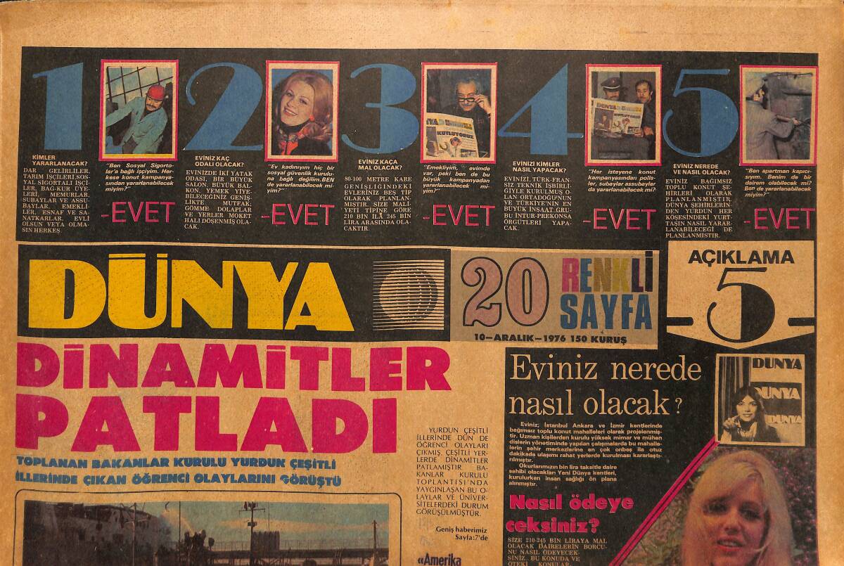 Dünya Gazetesi 10 Aralık 1976 - Sadri Alışık En İyi Oyuncu Seçildi - Dörtlü Futbol Turnuvası Yarın Ankara'da Başlayacak GZ147715 - 1