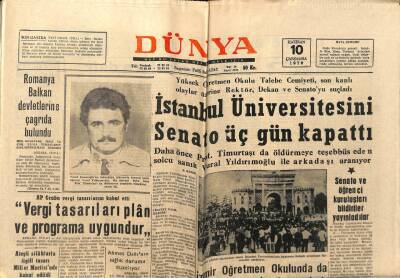 Dünya Gazetesi 10 Haziran 1970 - İstanbul Üniversitesini Senato 3 Gün Kapattı GZ66207 - 2