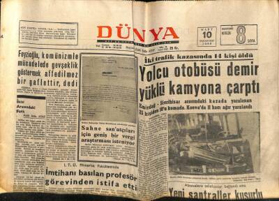 Dünya Gazetesi 10 Mart 1969 - Uzayda Yedinci Gün GZ61134 - 1