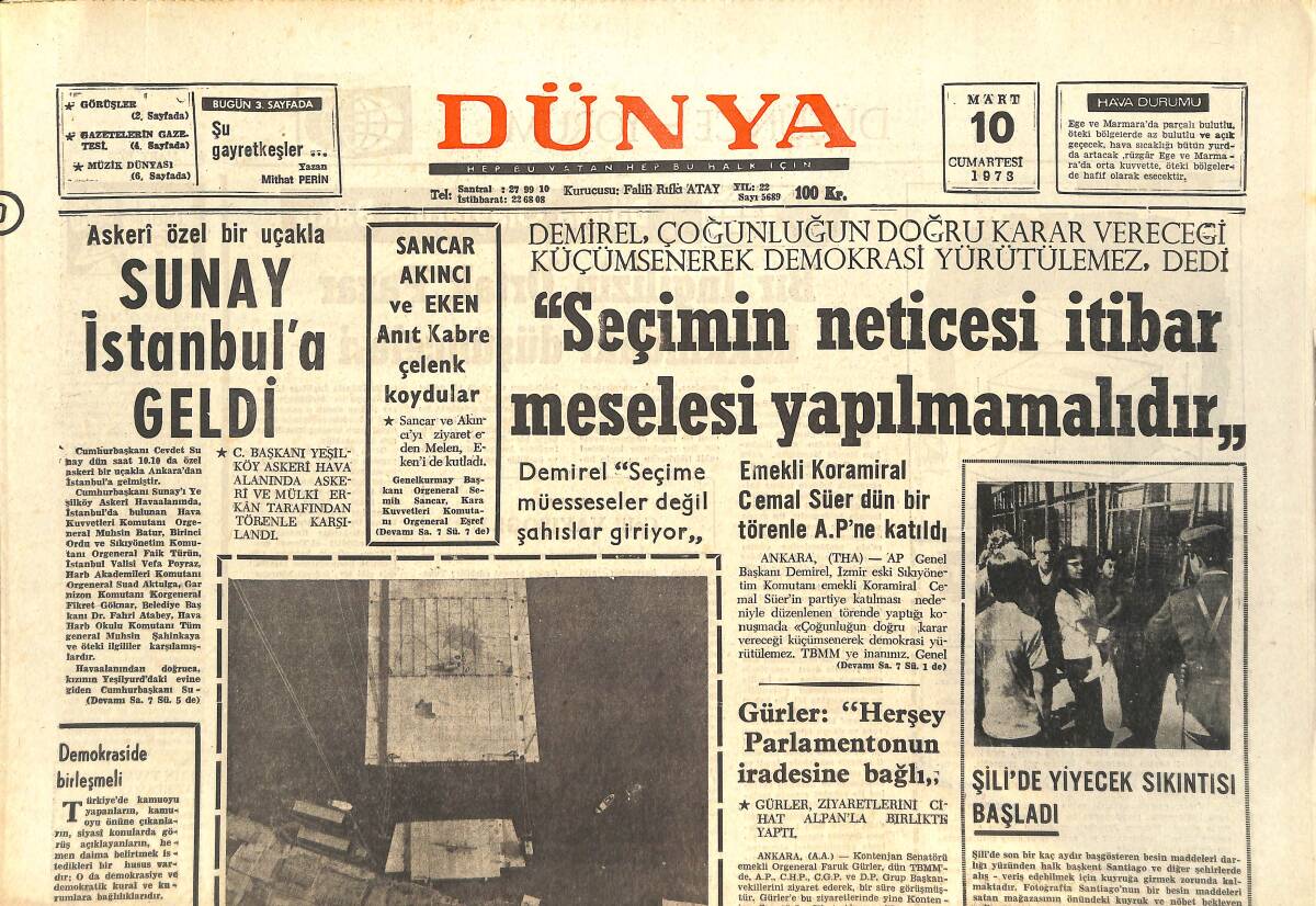 Dünya Gazetesi 10 Mart 1973 - Kamacı İzmit'te Pişmaniye Helvası ile İdman Yaptı - Kara Panter Kai Fischer GZ143138 - 1
