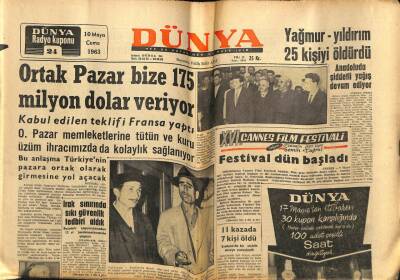Dünya Gazetesi 10 Mayıs 1963 - Ortak Pazar Bize 175 Milyon Dolar Veriyor GZ59977 - 2