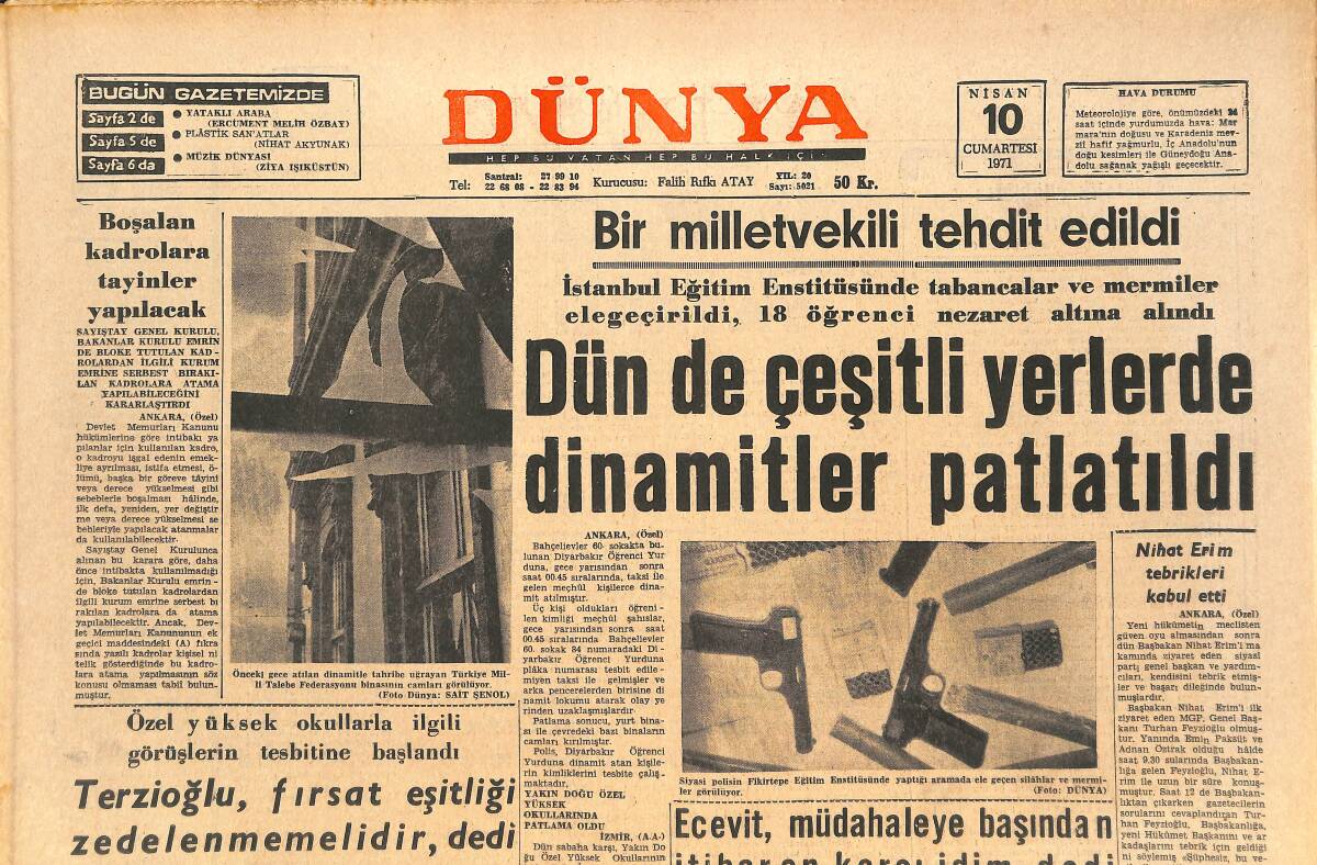 Dünya Gazetesi 10 Nisan 1971 - Barış Manço, Moğollar Konseri Başarılı Oldu - Bir İddia: 2025 Yılında İnsanlar Çıplak Dolaşacakmış GZ143608 - 1