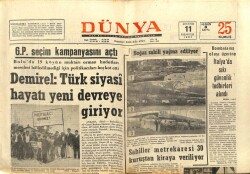 Dünya Gazetesi 11 Ağustos 1969 - Türk Siyasi Hayatı Devreye Giriyor GZ103515 - 2