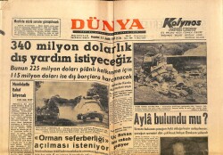 Dünya Gazetesi 11 Aralık 1961 - Topçuoğlu'nun Cenazesi Kayseri'den Alındı - 340 Milyon Dolarlık Dış Yardım İstiyeceğiz GZ152469 - 1