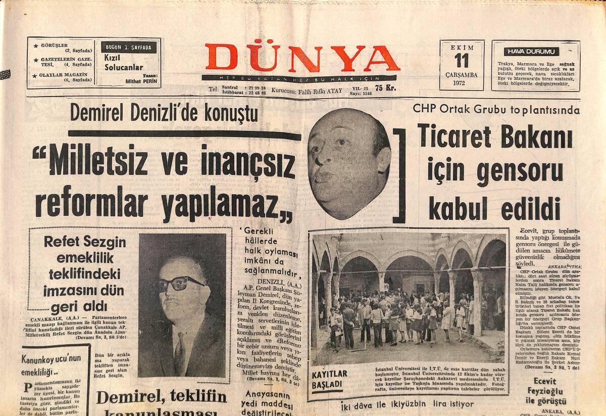 Dünya Gazetesi 11 Ekim 1972 - Timothy Cezaevinde - Sovyetler Bize Modern Silah Vermedi GZ149349 - 1