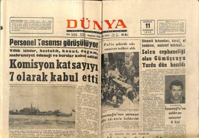 Dünya Gazetesi 11 Haziran 1970 - Hülya Koçyiğit İçin Beklenen Piyango Belgin Doruka Çıktı GZ66206 - 1