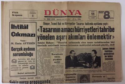 Dünya Gazetesi 11 Mart 1967- Temel Hak Ve Hürriyetler Tasarısı GZ13008 - 1