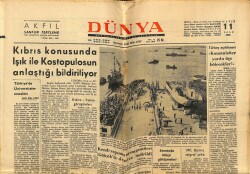 Dünya Gazetesi 11 Mayıs 1965 - Kıbrıs Konusunda Işık İle Kostopulosun Anlaştığı Bildiriyor GZ59887 - 1