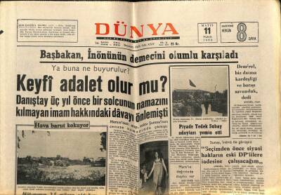 Dünya Gazetesi 11 Mayıs 1969 - Keyfi Adalet Olur mu? GZ68278 - 2