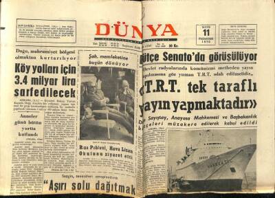 Dünya Gazetesi 11 Mayıs 1970 - TRT Tek Taraflı Yayın Yapmaktadır GZ66196 - 1