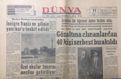 Dünya Gazetesi 11 Mayıs 1971 - Özel Okullar Tasarısı Meclise Geliyor - GZ12923 - 1