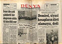 Dünya Gazetesi 11 Nisan 1972 - İranda Çok Şiddetli Deprem Oldu.15 Bin Ölü Var GZ61127 - 2