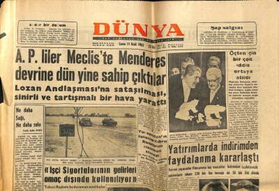 Dünya Gazetesi 11 Ocak 1963 - APliler Mecliste Menderes Devrine Yine Sahip Çıktı GZ68244 - 1