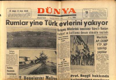 Dünya Gazetesi 11 Şubat 1964 - Rumlar Yine Türk Evlerini Yakıyor GZ68154 - 1