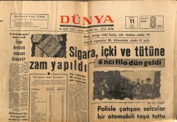 Dünya Gazetesi 11 Şubat 1969 - Sigara İçki Ve Tütüne Zam Yapıldı GZ66992 - 2