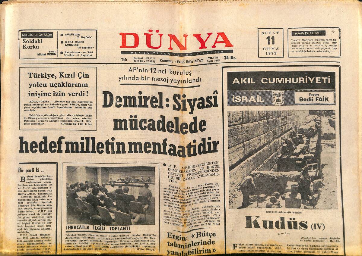 Dünya Gazetesi 11 Şubat 1972 - Yamyamlar B. Bardot'u Yediler - Karabük Türk Musikisi Korosu GZ152172 - 1
