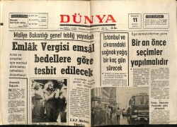 Dünya Gazetesi 11 Temmuz 1972 - Emlak Vergisi Emsal Bedellere Göre Tesbit Edilecek GZ66988 - 2