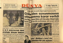 Dünya Gazetesi 12 Aralık 1962 - Erimi Menderese İnönünün Yolladığına Dair Yeni Açıklama GZ68266 - 2