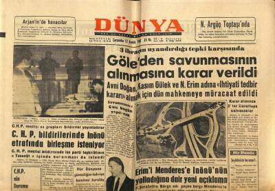 Dünya Gazetesi 12 Aralık 1962 - Erimi Menderese İnönünün Yolladığına Dair Yeni Açıklama GZ68266 - 1