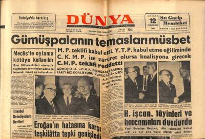 Dünya Gazetesi 12 Aralık 1963 - Gümüşpalanın Temasları Müsbet GZ80752 - 1