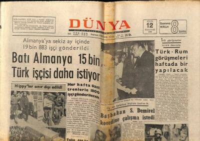Dünya Gazetesi 12 Eylül 1968 - Türk-Arap Ortak Film Çalışmalarında Cüneyt Arkın Oynuyor GZ59859 - 1