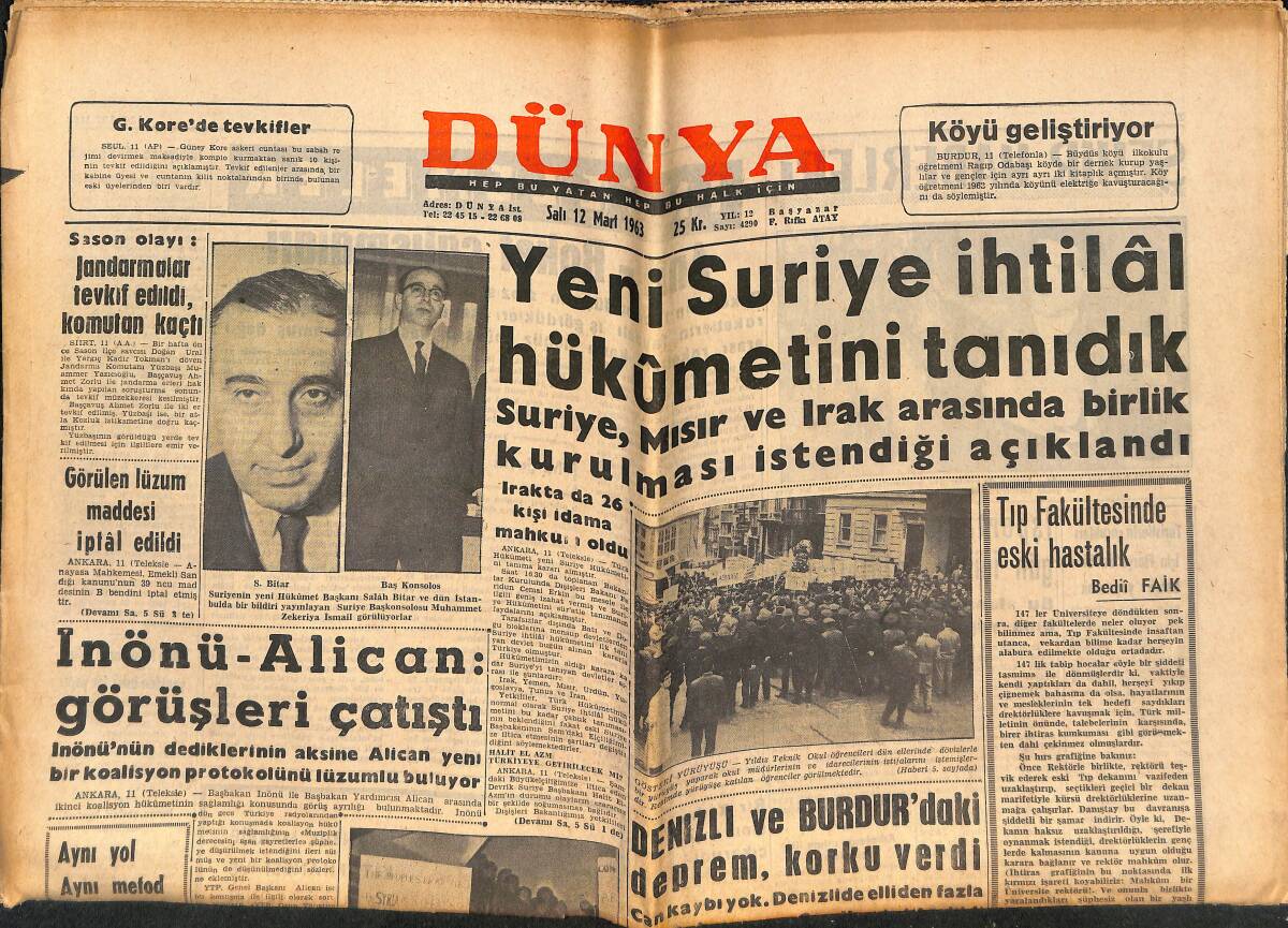 Dünya Gazetesi 12 Mart 1963 - Galatasaray Milano'da - Richard Burton'un Kızı Liz'in İşlerini Bozuyor GZ151085 - 1
