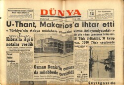 Dünya Gazetesi 12 Mart 1964 - U-Thant,Makarios a İhtar Etti GZ68177 - 2