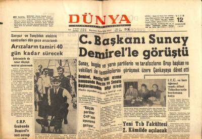 Dünya Gazetesi - 12 Mayıs 1966 - Cumhurbaşkanı Sunay Demirelle Görüştü GZ111014 - 1