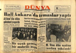 Dünya Gazetesi 12 Şubat 1964 - Bir Uçak Gemisi Bir Muhbiri Biçti GZ68199 - 1