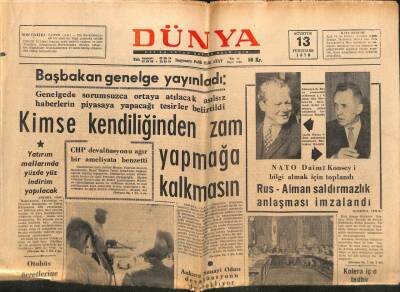 Dünya Gazetesi - 13 Ağustos 1970 - Rus-Alman Saldırmazlık Anlaşması İmzalandı GZ110998 - 1