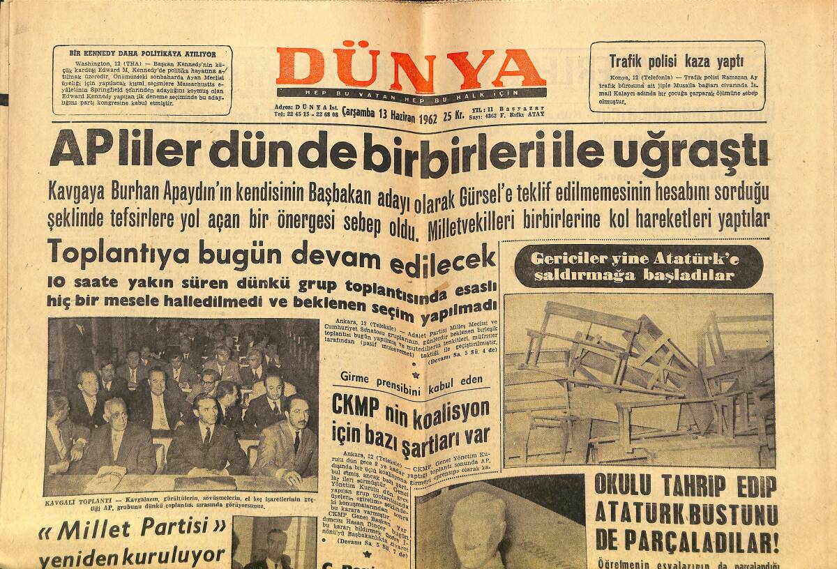 Dünya Gazetesi 13 Haziran 1962 - Rusya'daki Türkler Sibirya'ya Sürüldü - Jacques Charrier Gerçekten Aşık GZ147900 - 1