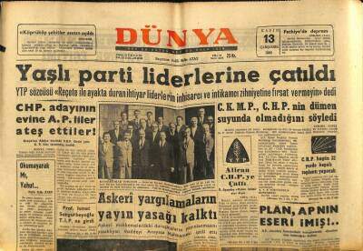 Dünya Gazetesi 13 Kasım 1963 - Askeri Yargılamaların Yayın Yasağı Kalktı GZ80608 - 1