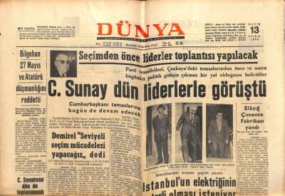 Dünya Gazetesi - 13 Mayıs 1966 - Cevdet Sunay Dün Liderlerle Görüştü GZ111013 - 1