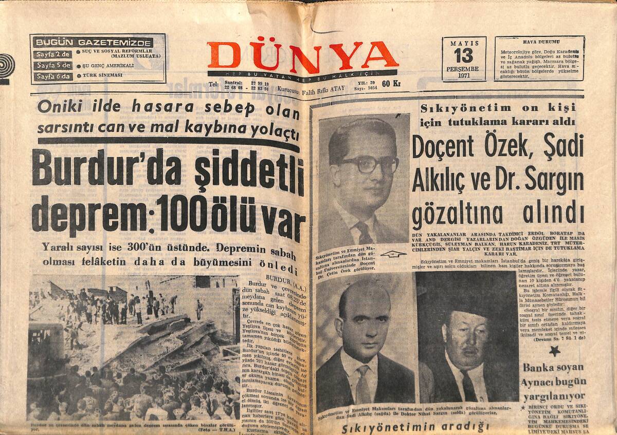 Dünya Gazetesi 13 Mayıs 1971 - Hülya Koçyiğit, Ediz Hun Ve İzzet Günay Üç Kıtada Film Çevirecekler - Umut Filminin Yıldızı Yılmaz Güney GZ151057 - 1