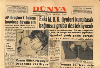 Dünya Gazetesi 13 Nisan 1962 - Kasım Gülek Haysiyet Divanına Veriliyor GZ114434 - 1