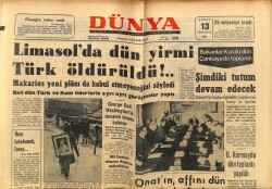 Dünya Gazetesi 13 Şubat 1964 - Limasolda 20 Türk Öldürüldü GZ68198 - 1