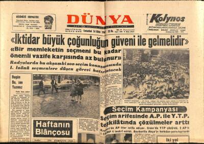 Dünya Gazetesi 14 Ekim 1961 - İngilterede Parlamento Üyelerine Türkiyedeki Seçimler Hakkında Bilgiler Verildi GZ87181 - 1